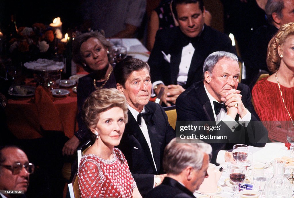 R. And N. Reagan And Sinatra At Waldorf