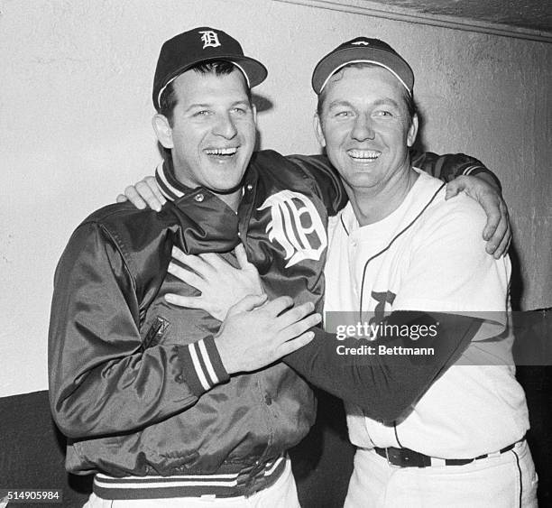 Detroit, MI: These two jubilant Tigers are starting pitcher Mickey Lolich , who pitched his second winning game of the 1968 World Series against the...