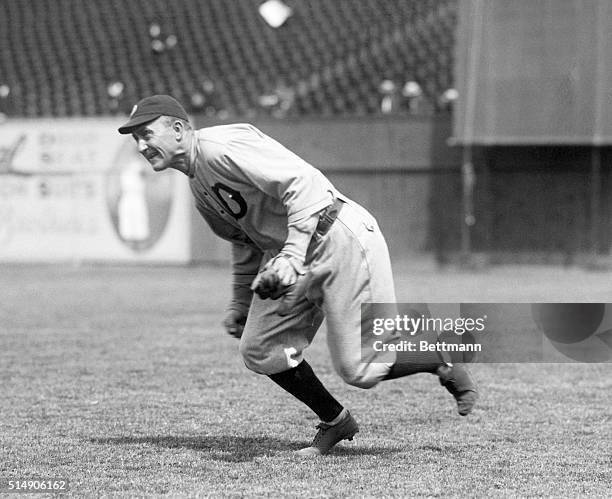 New York, NY: YANKEES VERSUS DETROITS AT POLO GROUNDS. Photo shows Ty Cobb, one of the main attractions of the Detroit Tigers, seen flying in the...