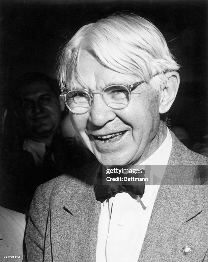 Carl Sandburg Portrait Smiling In Bowtie