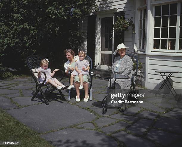 Princess Juliana Holland - with mother Queen Wilhelmina and two of her children. UPI color slide.