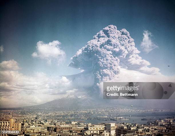 The eruption of Mt. Vesuvius, Italy. UPI color slide.