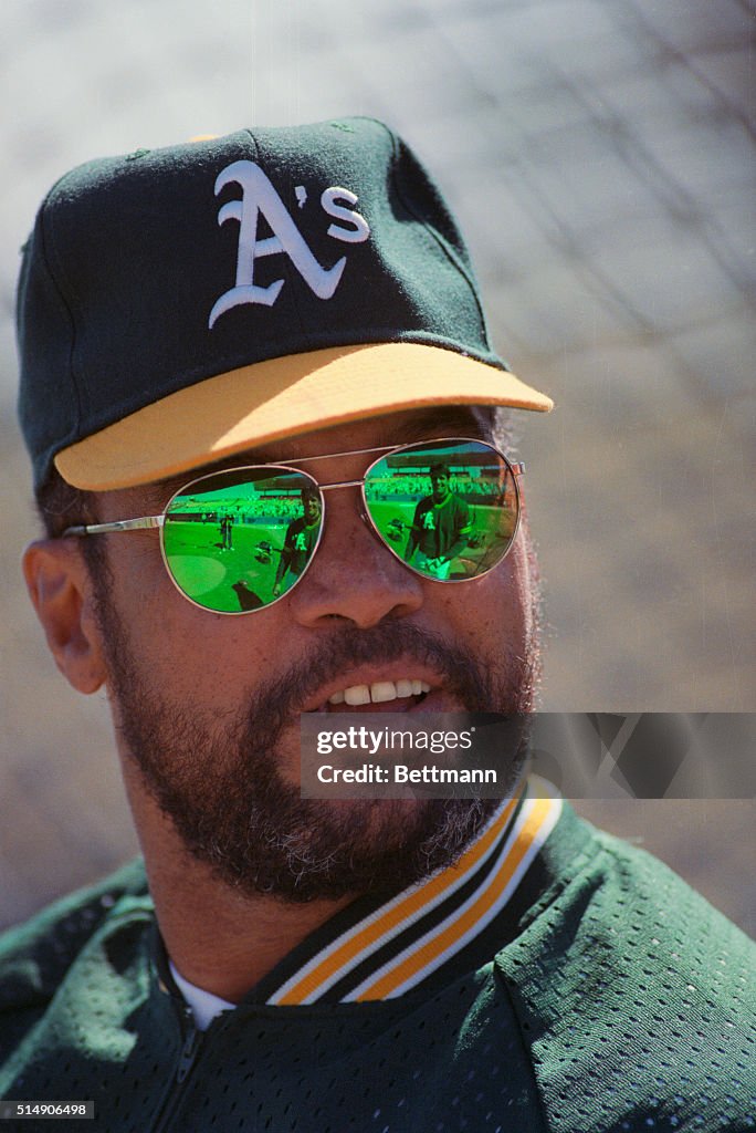 Reggie Jackson Wearing Reflective Sunglasses