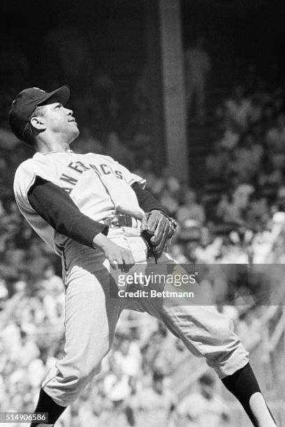 Philadelphia, PA: San Francisco pitcher Juan Marichal leans back on the mound to watch a home run hit by Philadelphia Phillies' Bobby Wine, in the...