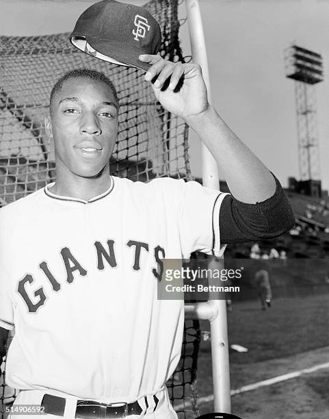 San Francisco, CA: Rookie slugger Willie McCovey of the San Francisco Giants shown prior to batting practice, in tuneup for night tilt against the...