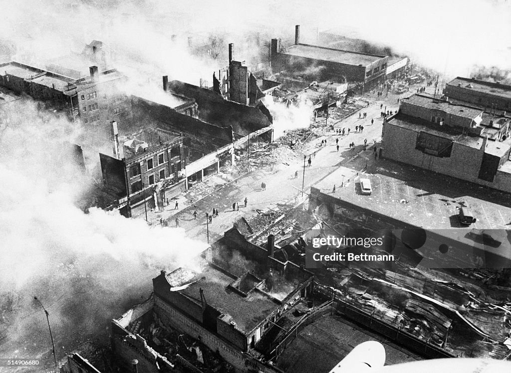 59 Riot Aftermath Aerial view of damage in a Chicago business district caused by... News ...