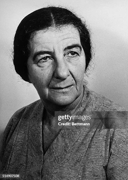 Headshoulders portrait of Mrs. Golda Meir, Isreali Foreign Minister. Photo filed 1962.