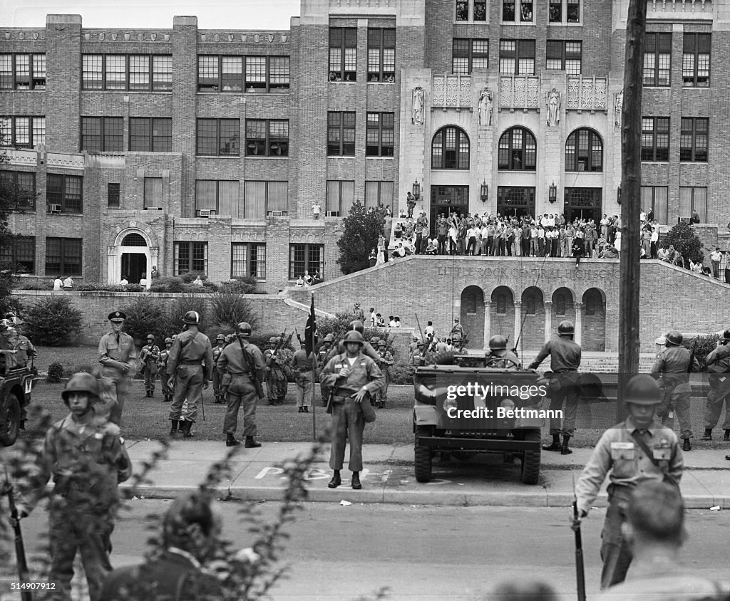 Federal Troops In Front of Central High School