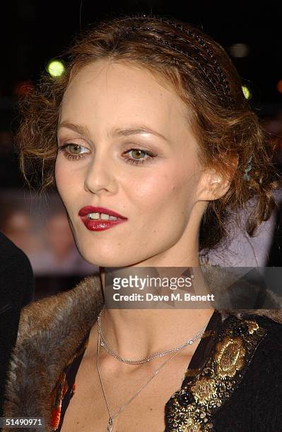 Model Vanessa Paradis arrive at the UK Charity Premiere of "Finding Neverland" at the Odeon Leicester Square on October 17, 2004 in London. The film...