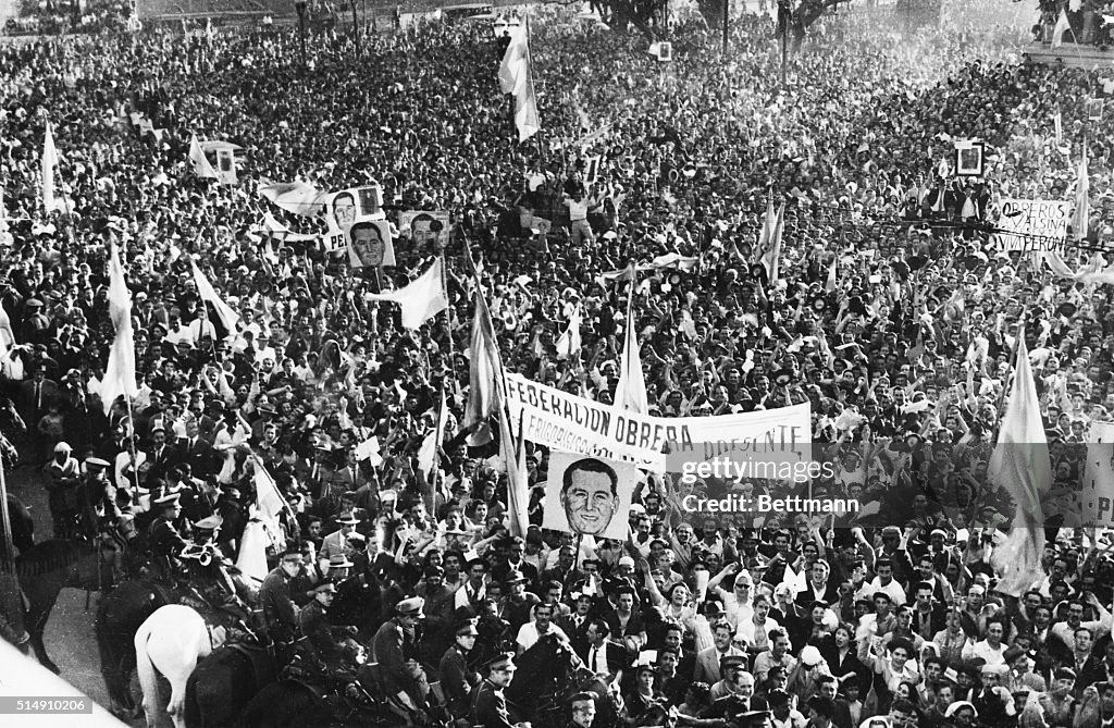 Peron Rally Buenos Aires, Argentina-Enthusiastic supporters of Colonel Juan... News ...