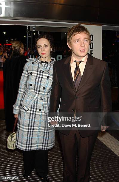 Actor Martin Freeman and guest arrive at the UK Charity Premiere of "Finding Neverland" at the Odeon Leicester Square on October 17, 2004 in London....