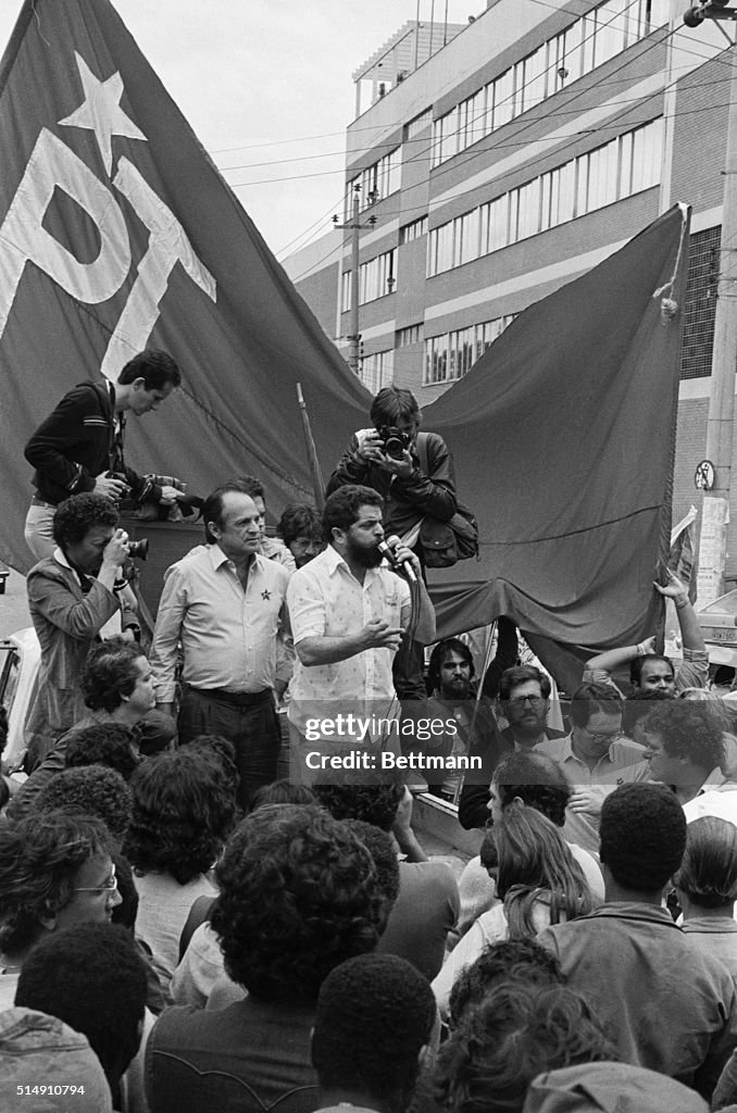 Labor Leader Lula da Silva Speaks at Rally