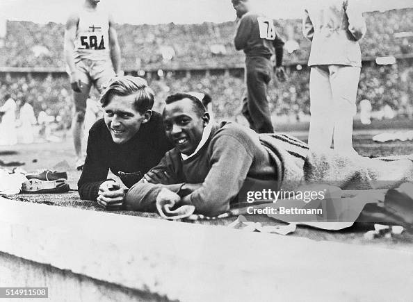 Jesse Owens and Luz Long Watch Olympics Jesse Owens and Luz Long Watch Olympics