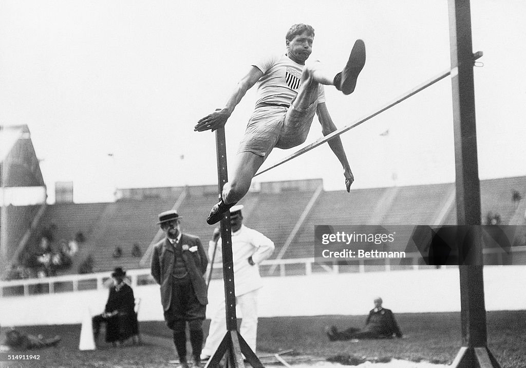 Standing High Jumper Ray Ewry Leaping over the High Jump