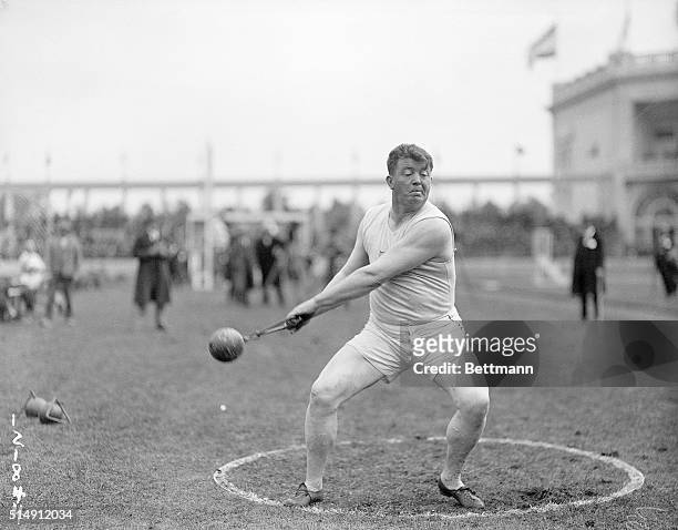 Antwerp, Belgium- Picture shows Pat Ryan, of the US, in action during the Hammer throw at the Olympics.