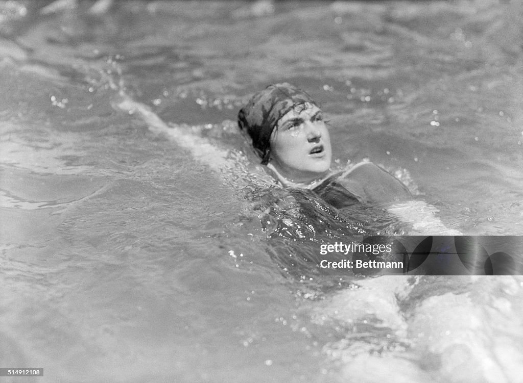 Sybil Bauer Practicing Swimming