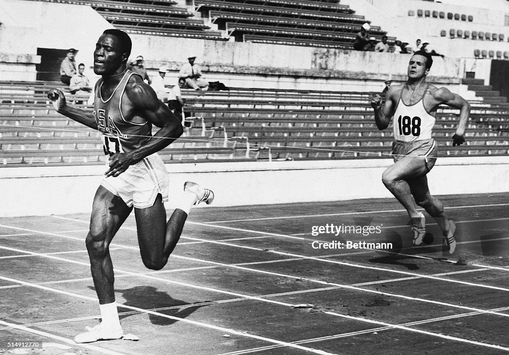 Rafer Johnson Wins Olympic 100 Meter Dash