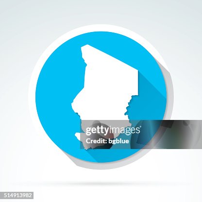 Chad map icon, Flat Design, Long Shadow Chad map icon, Flat Design, Long Shadow