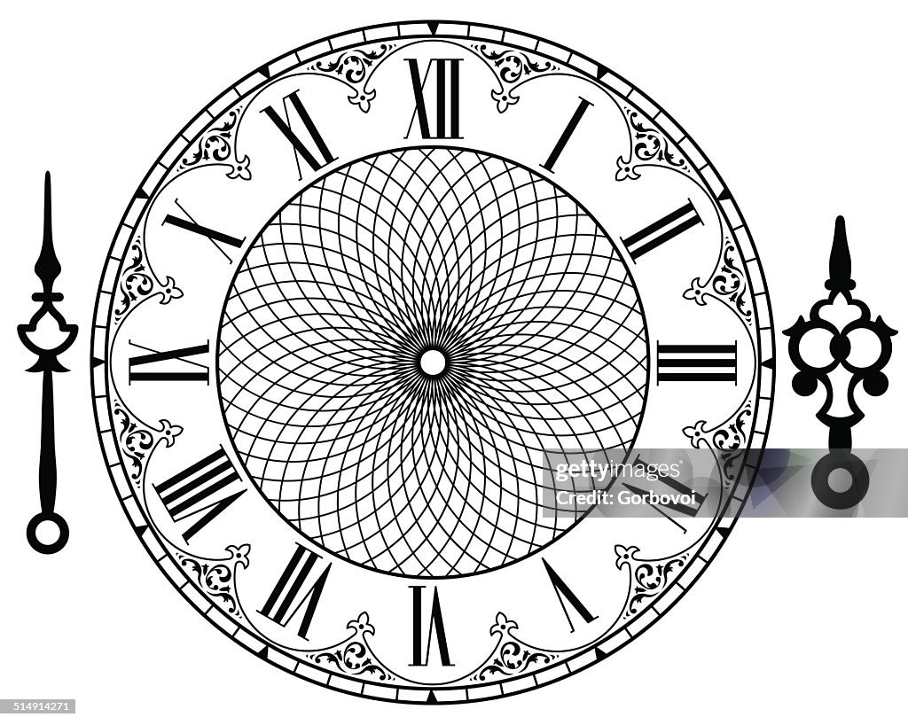 Retro Rococo Clock Vector Vector Vintage Clock High-Res Vector Graphic - Getty Images