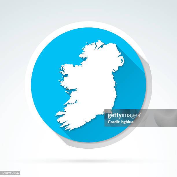 ireland map icon, flat design, long shadow - dublin stock illustrations