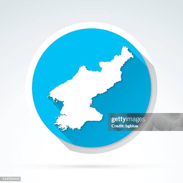 korea norden karte, symbol, flat-design, lange schatten - north korea stock-grafiken, -clipart, -cartoons und -symbole
