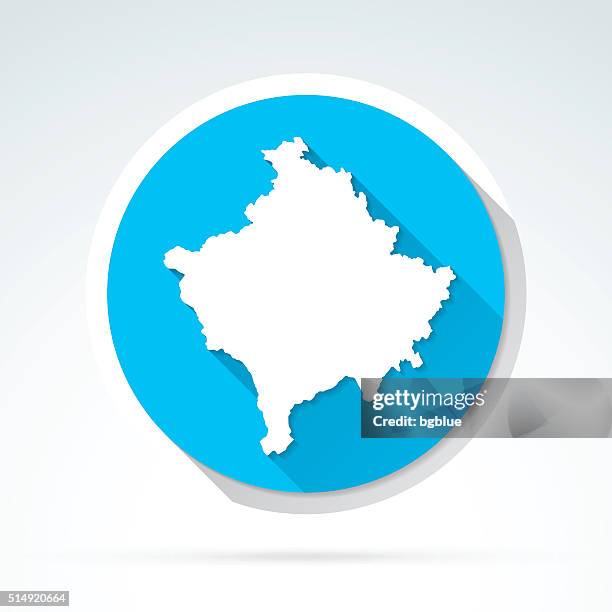 kosovo map icon, flat design, long shadow - pristina 幅插畫檔、美工圖案、卡通及圖標