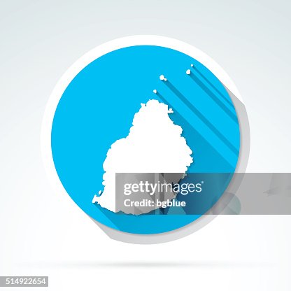 Mauritius map icon, Flat Design, Long Shadow Mauritius map icon, Flat Design, Long Shadow
