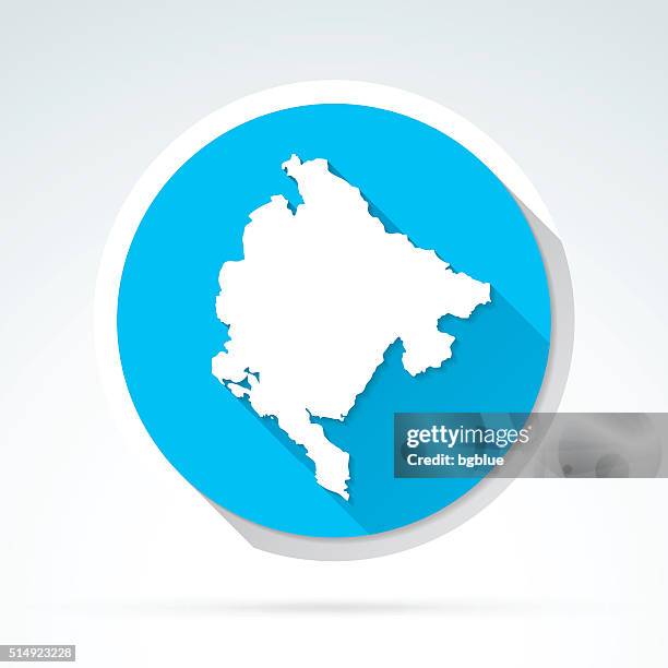 montenegro map icon, flat design, long shadow - podgorica stock illustrations