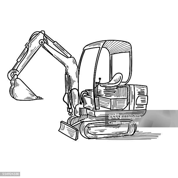 ilustraciones, imágenes clip art, dibujos animados e iconos de stock de excavator - ingeniería-mecánica