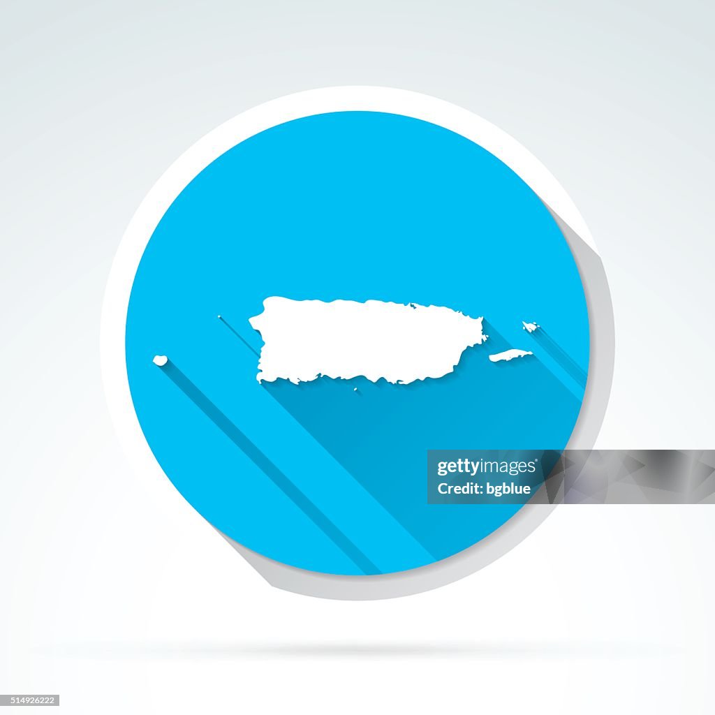 Puerto Rico map icon, Flat Design, Long Shadow