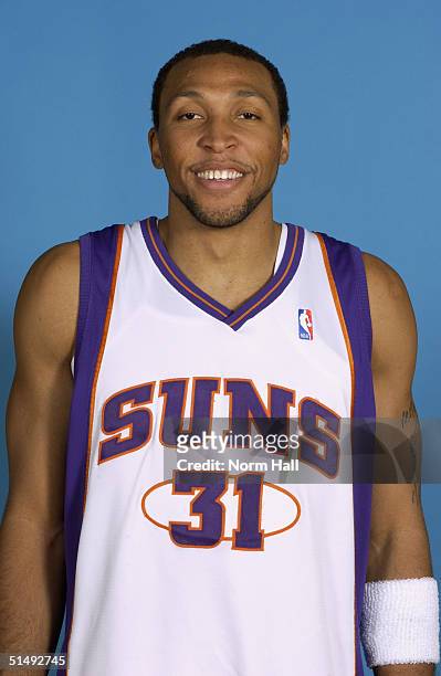 Shawn Marion of the Phoenix Suns poses for a portrait during NBA Media Day on October 4, 2004 in Phoenix, Arizona. NOTE TO USER: User expressly...