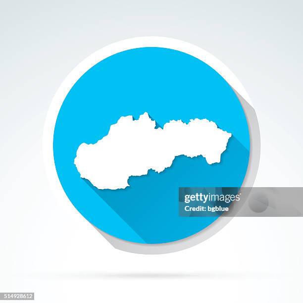 slovakia map icon, flat design, long shadow - slovakia map stock illustrations