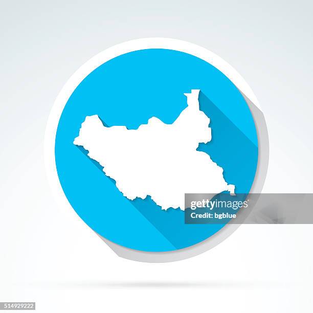 south sudan map icon, flat design, long shadow - south sudan map stock illustrations
