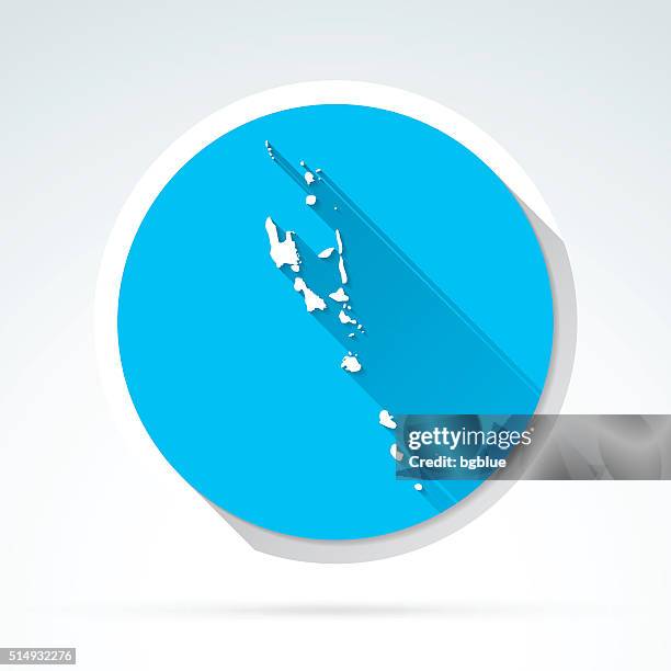 vanuatu map icon, flat design, long shadow - vanuatu stock illustrations