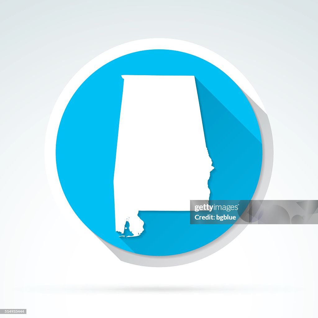 Alabama map icon, Flat Design, Long Shadow