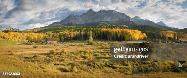 colorado mountain ranch in autumn - telluride mountains stock pictures, royalty-free photos & images