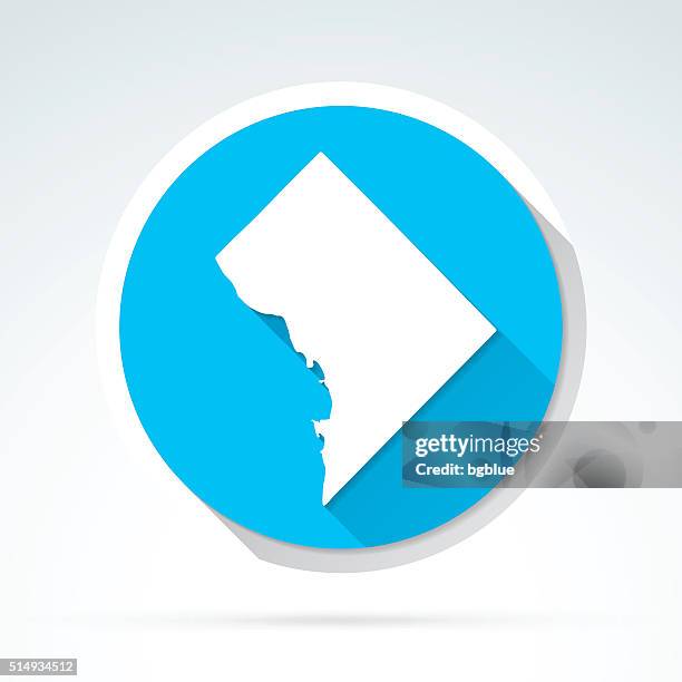 district of columbia map icon, flat design, long shadow - washington dc map stock illustrations