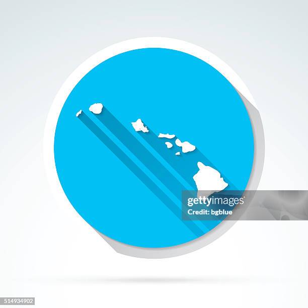 hawaii map icon, flat design, long shadow - honolulu stock illustrations