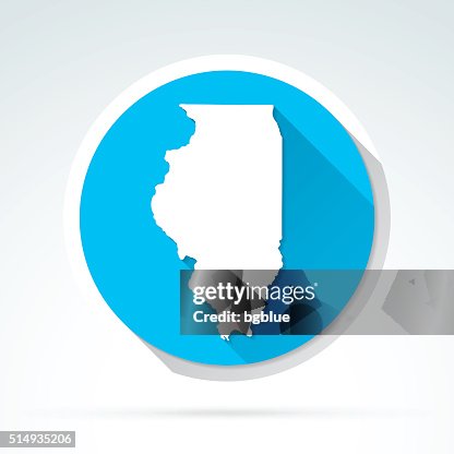 Illinois map icon, Flat Design, Long Shadow Illinois map icon, Flat Design, Long Shadow