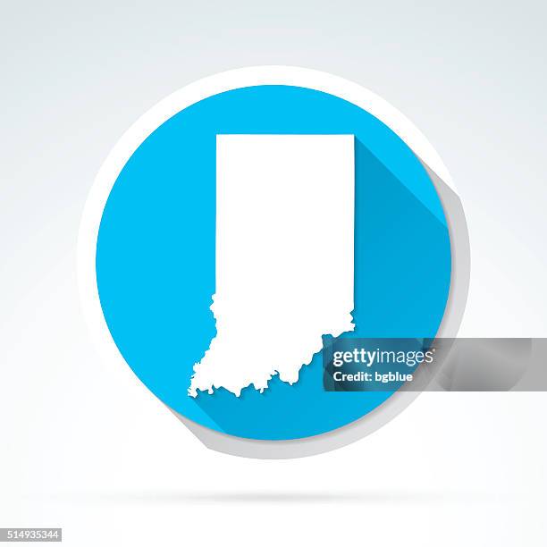 indiana karte, symbol, flat-design, lange schatten - indianapolis stock-grafiken, -clipart, -cartoons und -symbole