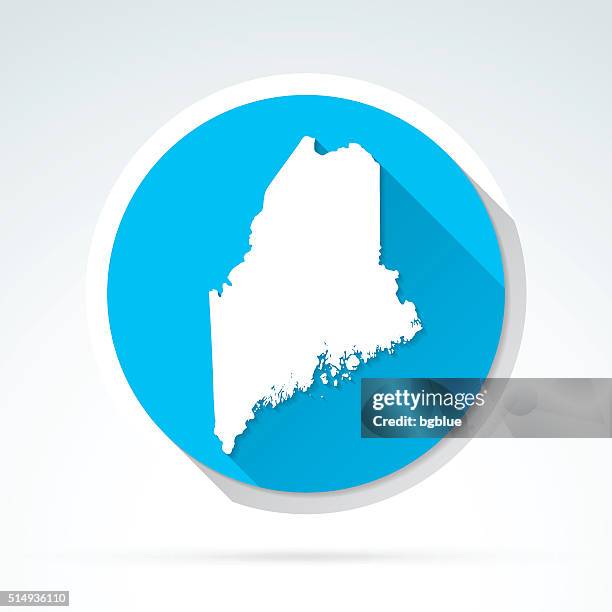 maine map icon, flat design, long shadow - funky border stock illustrations