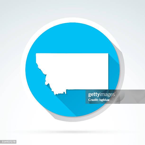 montana map icon, flat design, long shadow - current state stock illustrations