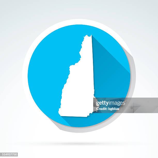 new hampshire map icon, flat design, long shadow - concord new hampshire stock illustrations