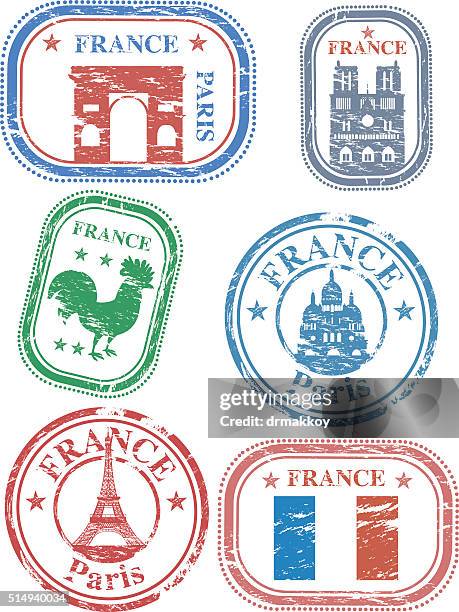 france stamps - eiffel tower stamp stock illustrations