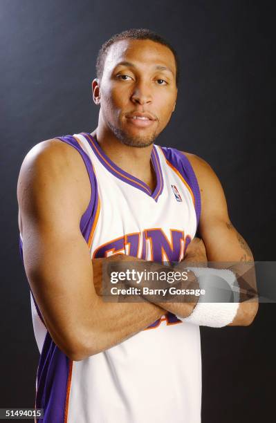 Shawn Marion of the Phoenix Suns poses for a portrait during NBA Media Day on October 4, 2004 in Phoenix, Arizona. NOTE TO USER: User expressly...