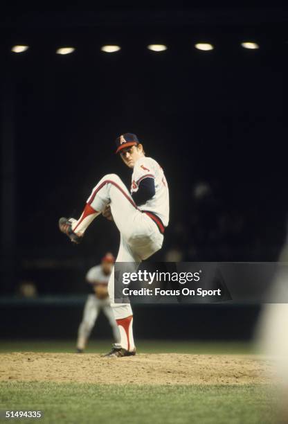 Nolan Ryan of the California Angels pitches during a game circa 1970's.