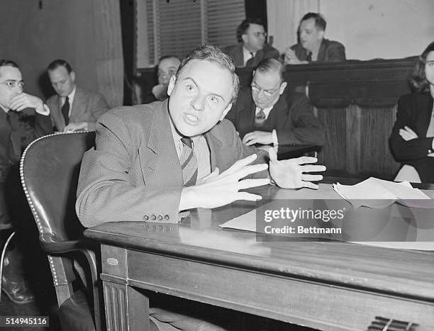Washington , D.C. Testifying before the special atomic energy control hearing, Phillip Morrison nuclear physicist, and member of the Los Alamos...
