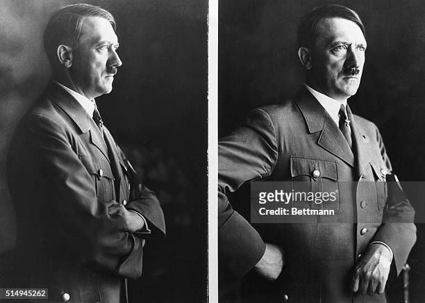 Berlin,Germany.HERR HITLER'S LATEST PORTRAITS.Here are the latest official portraits of Germany's strong man, Fuhrer Adolf Hitler, upon whom the eyes...