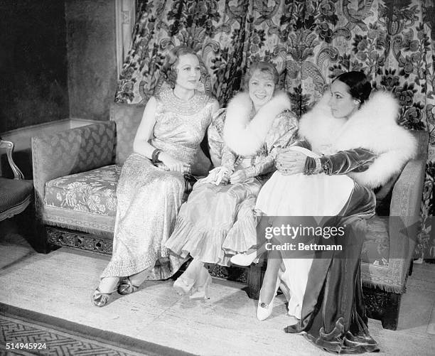 An Attractive Trio at the Mayfair Revels. New York: Three of the attractive notables of stage and screen who gathered at the Hotel Biltmore for the...