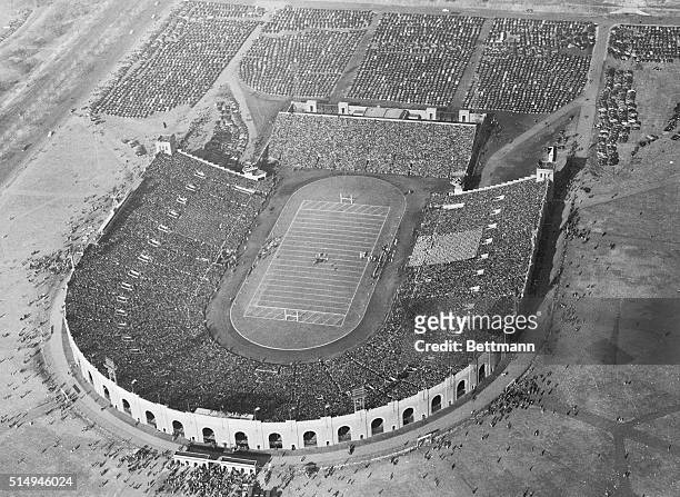 An aerial view of Municipal Stadium in Philadelphia is shown, as 100,000 persons jammed the great bowl to watch the classic Army Navy football game....